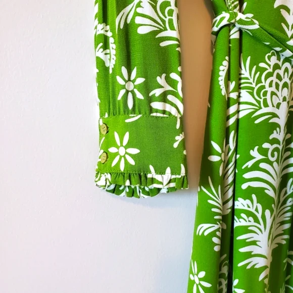 Zara Lilou Belted Green & White Floral Midi Sub Dress - Medium - Picture 7 of 11